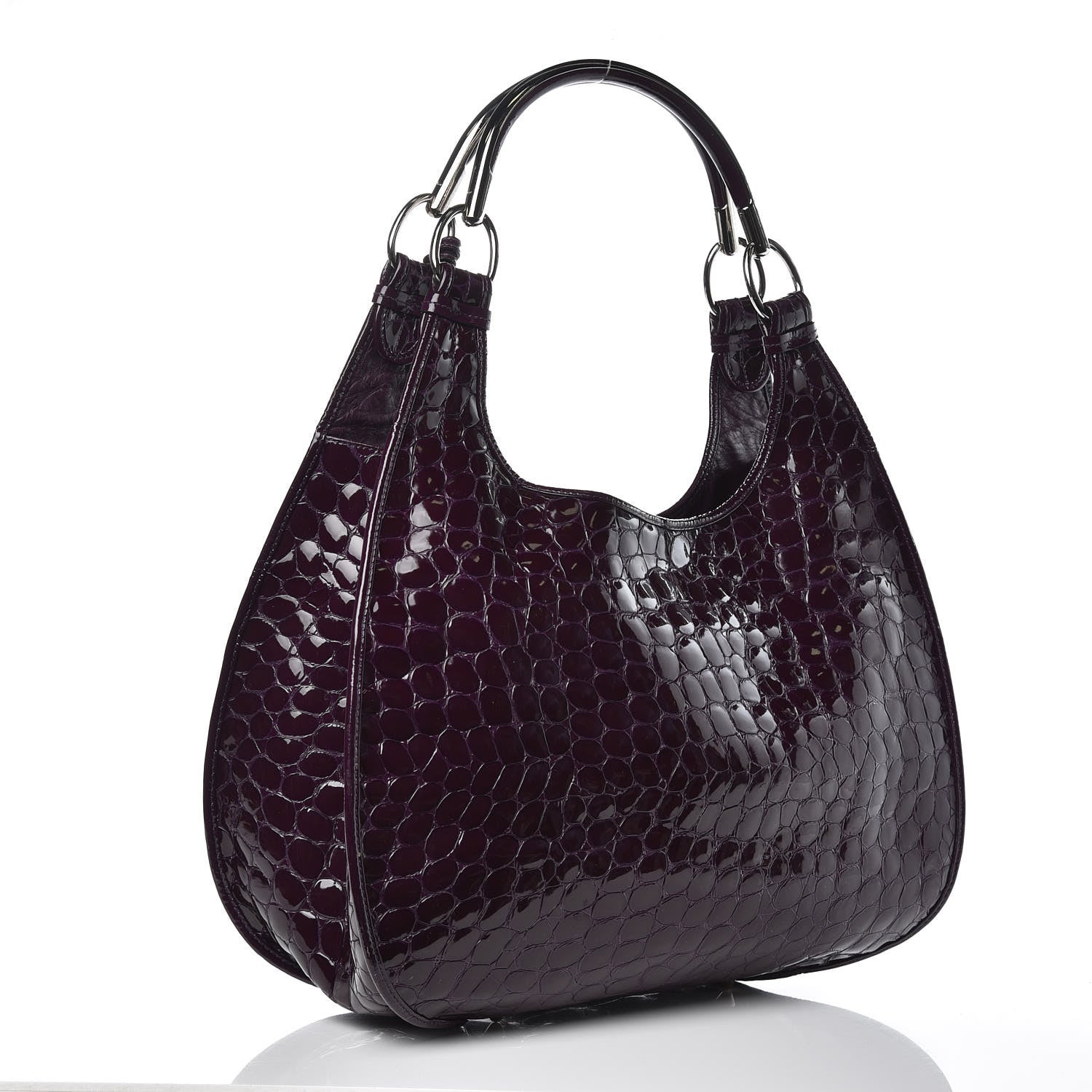 Christian Dior Patent Crocodile Embossed 61 Tote Purple 3 of 13