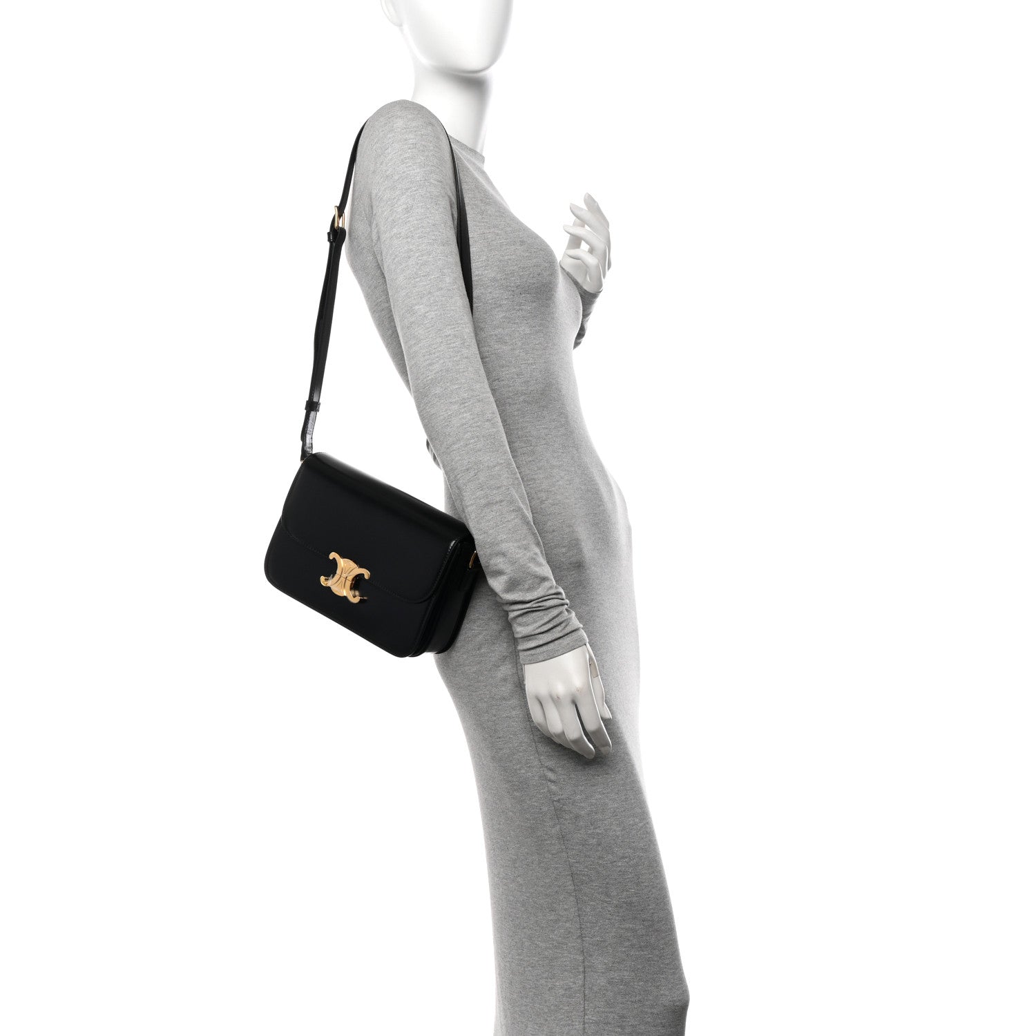 Celine Shiny Calfskin Medium Triomphe Black 2 of 11