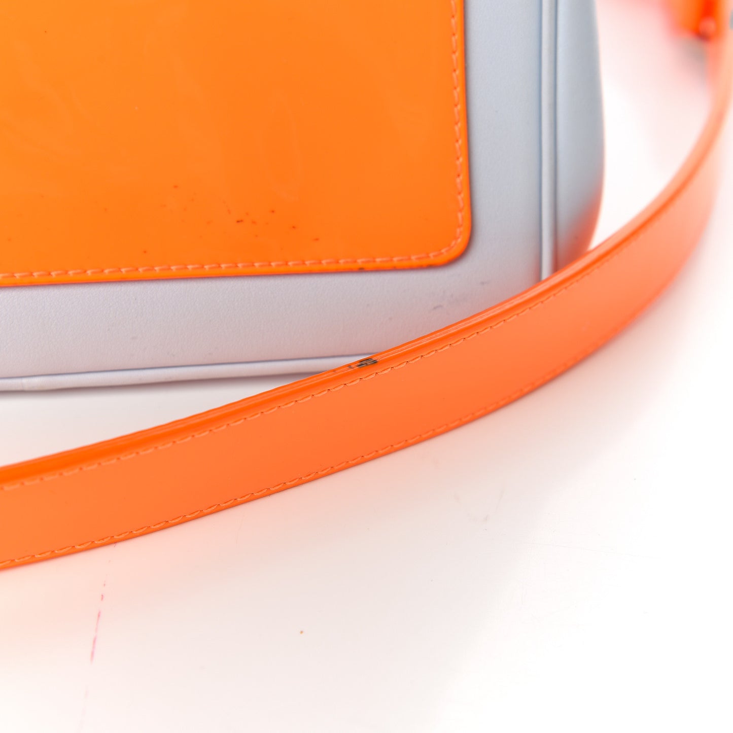 Patent Smooth Calfskin Mini Be Dior Flap Orange Light Blue