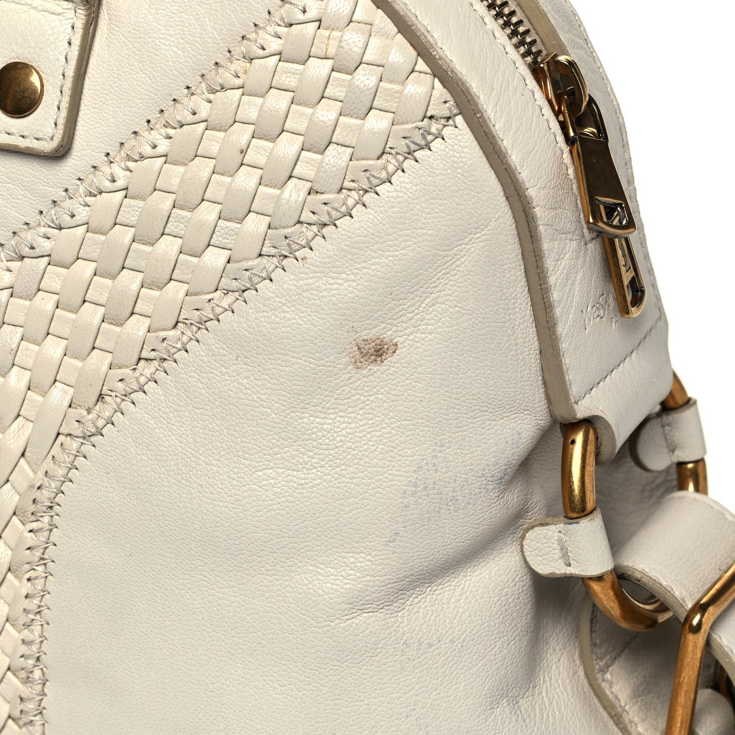 Calfskin Woven Large Muse White
