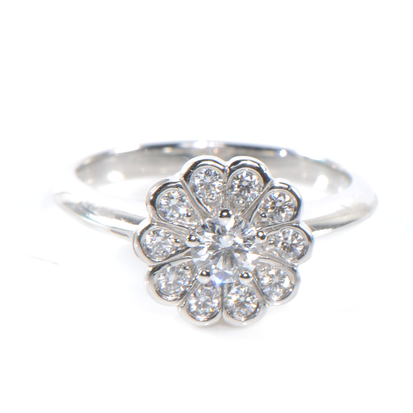 Platinum Diamond Flower Ring 4.5