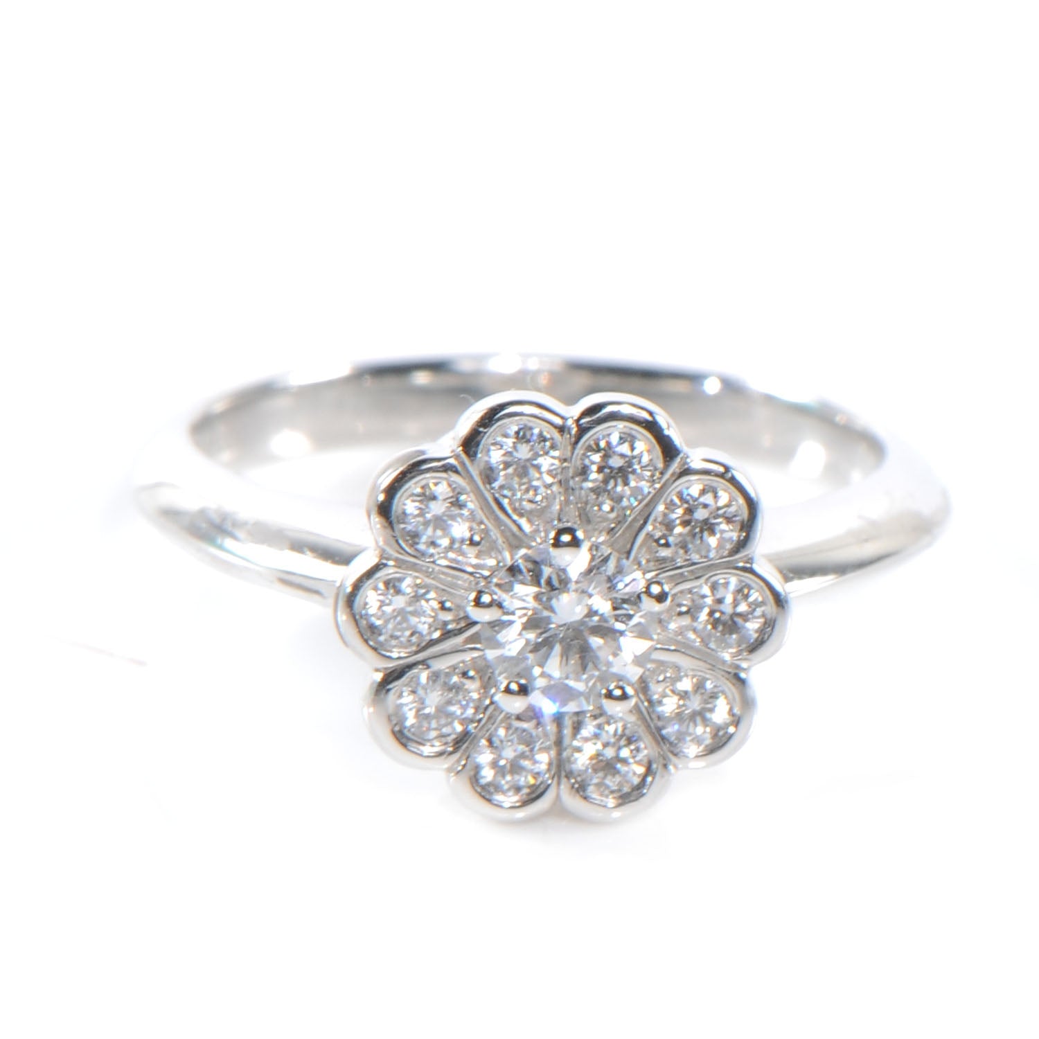 Tiffany Platinum Diamond Flower Ring 4.5 1 of 5