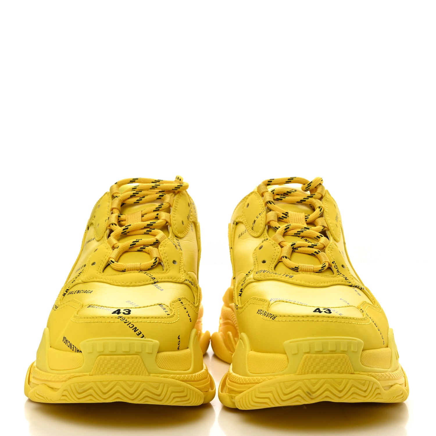 Balenciaga Calfskin Allover Logo Mens Triple S Sneakers 43 Yellow 2 of 8