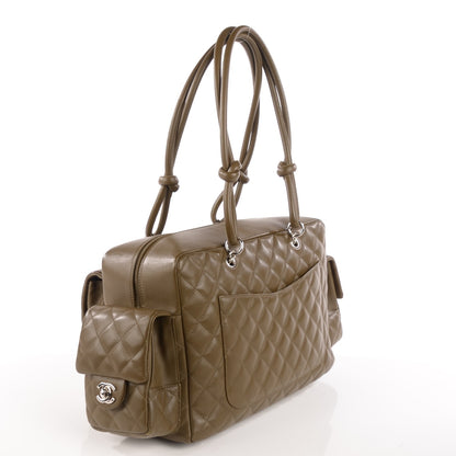 Chanel Calfskin Python Quilted Large Cambon Multipocket Reporter Khaki 3 of 8