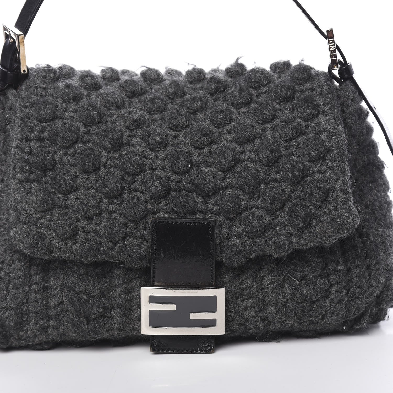 Fendi Woven Knit Baguette Grey 13 of 14