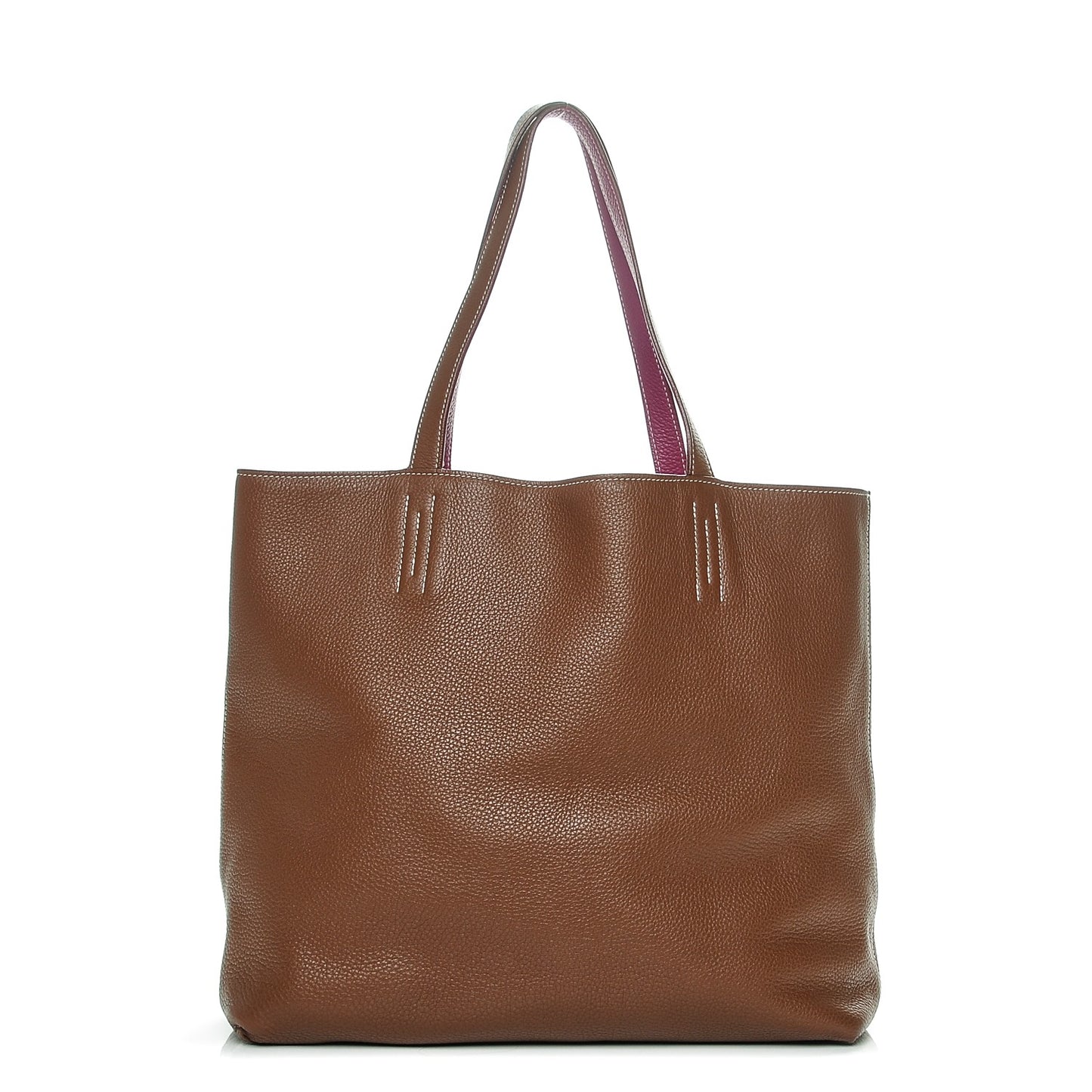 Taurillon Clemence Double Sens 45 Reversible Tote Marron Tosca