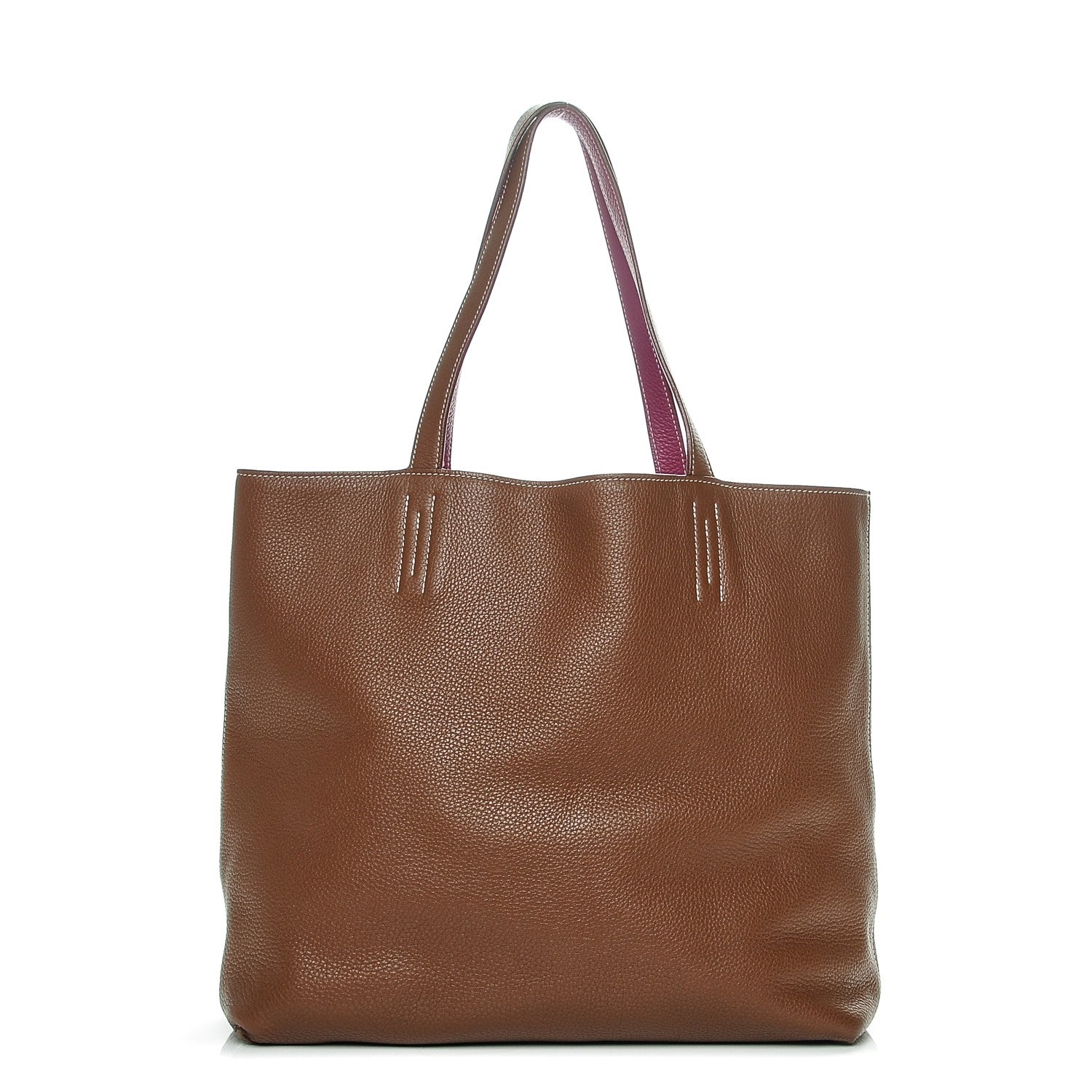 Hermes Taurillon Clemence Double Sens 45 Reversible Tote Marron Tosca 1 of 7
