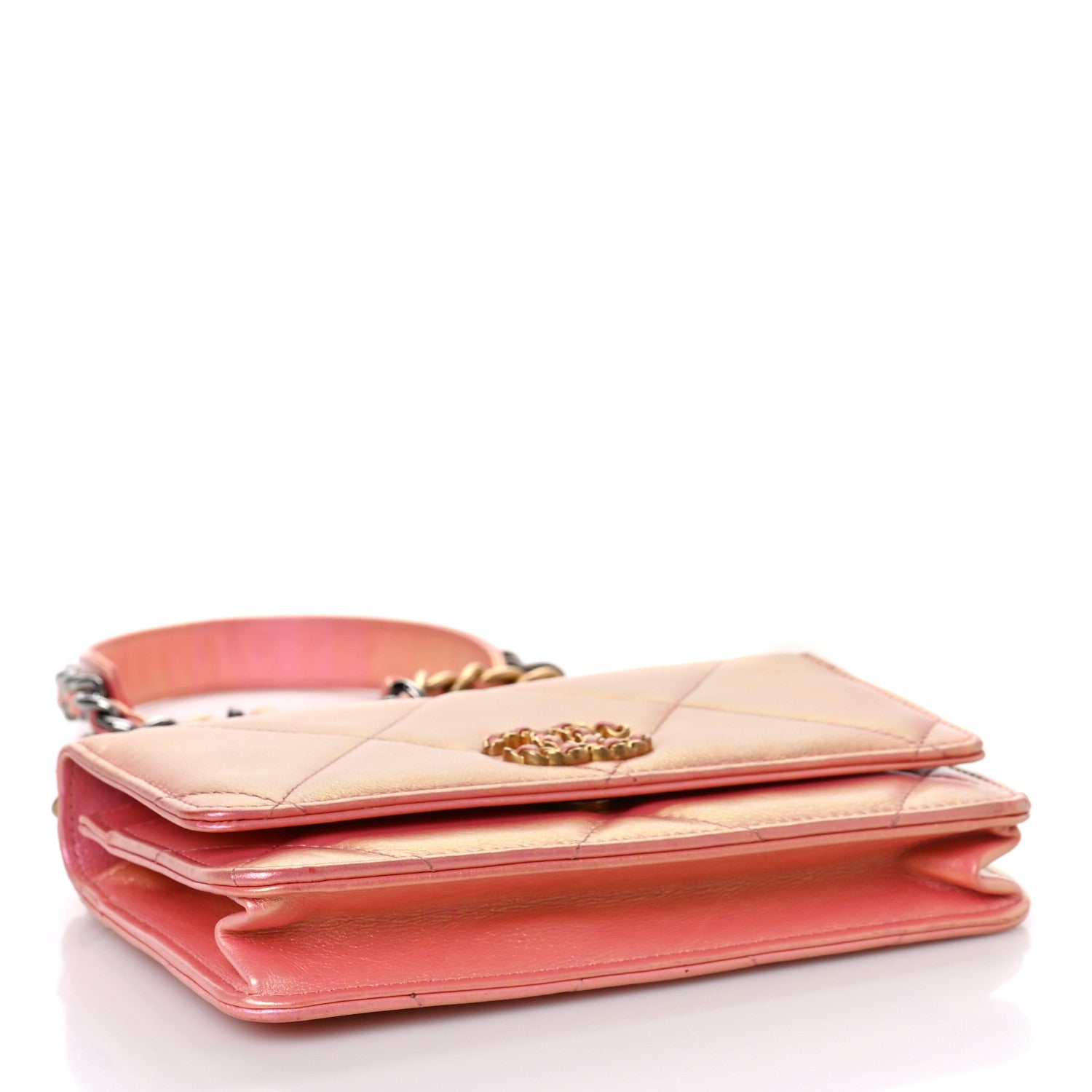 Chanel Iridescent Calfskin Quilted Chanel 19 Wallet On Chain WOC Pink 4 of 9