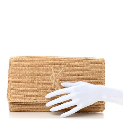 Saint Laurent Raffia Monogram Large Belle De Jour Clutch Natural 2 of 12