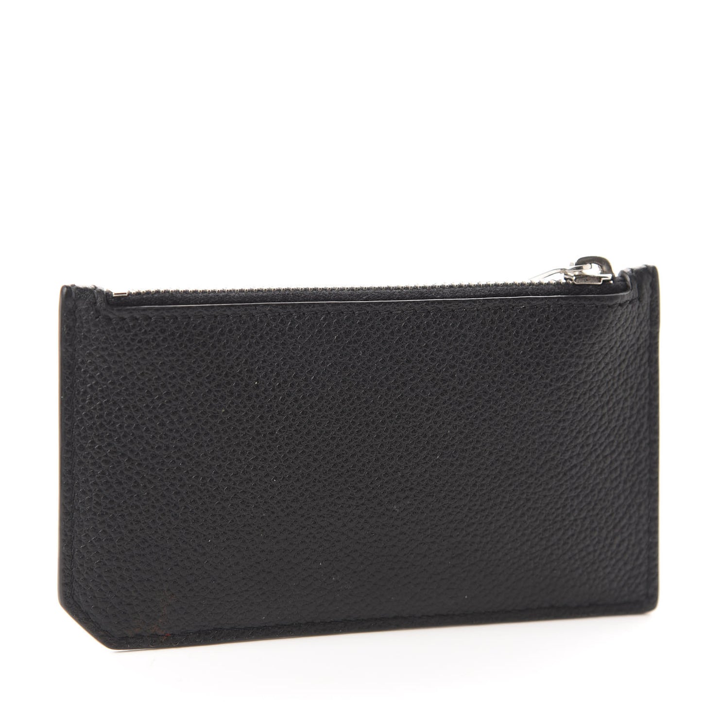 Grained Calfskin 5 Fragments Zip Pouch Card Holder Black