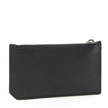 Saint Laurent Grained Calfskin 5 Fragments Zip Pouch Card Holder Black 3 of 8