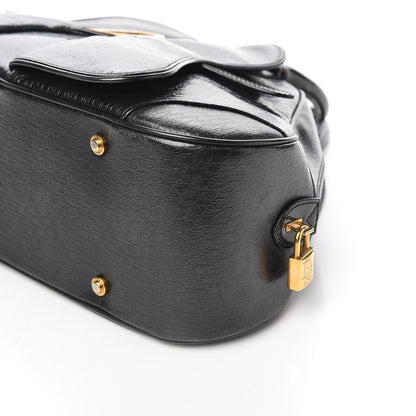 Christian Dior Patent Calfskin Embossed Saddle Bowler Black 8 of 12