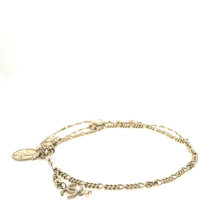 Chanel Metal Pearl Chain CC Triple Medallion Charm Belt Gold 2 of 5