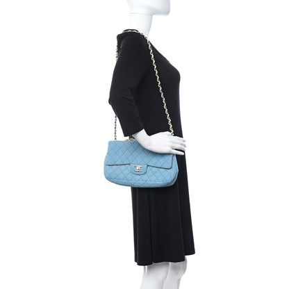 Chanel Neoprene Quilted Medium Single Flap Blue 2 of 12