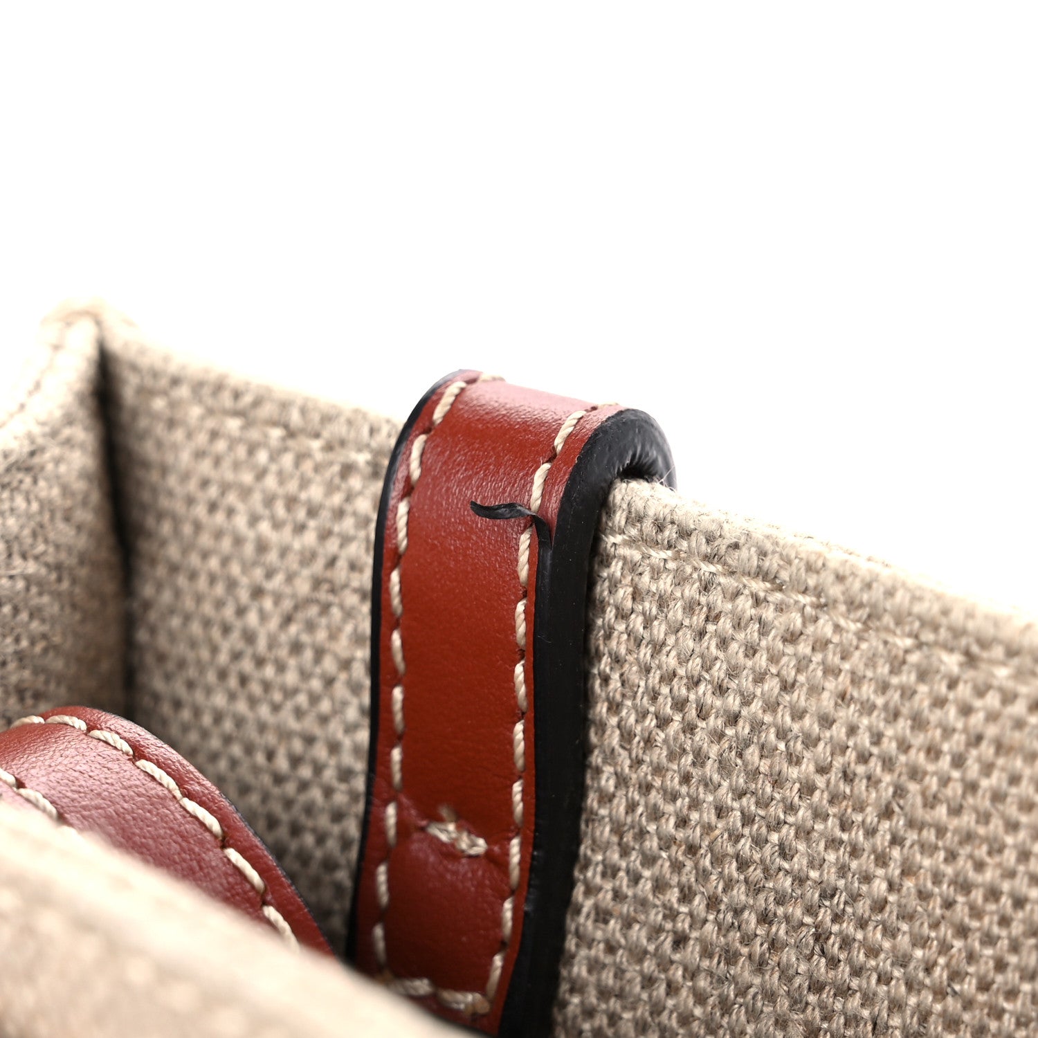 Chloe Cotton Calfskin Mini Woody Ribbon Tote White Brown 7 of 9