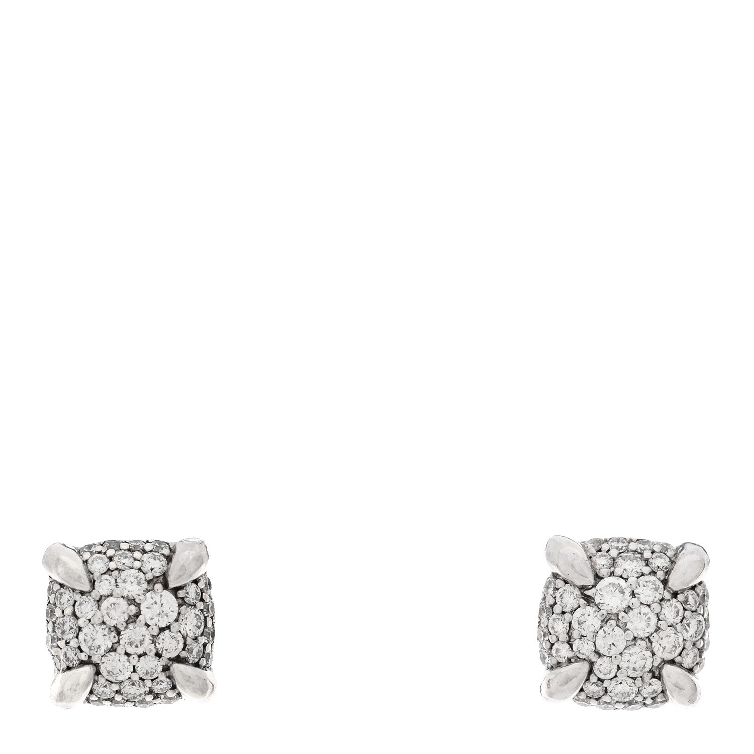 David Yurman Sterling Silver Diamond 6.5mm Chatelaine Stud Earrings 1 of 4