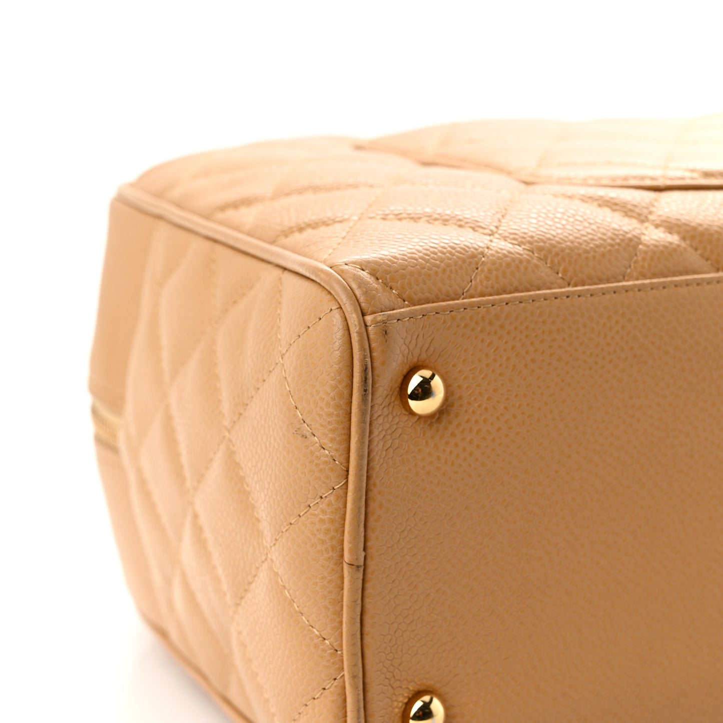 Caviar Quilted Large Bowler Bag Beige