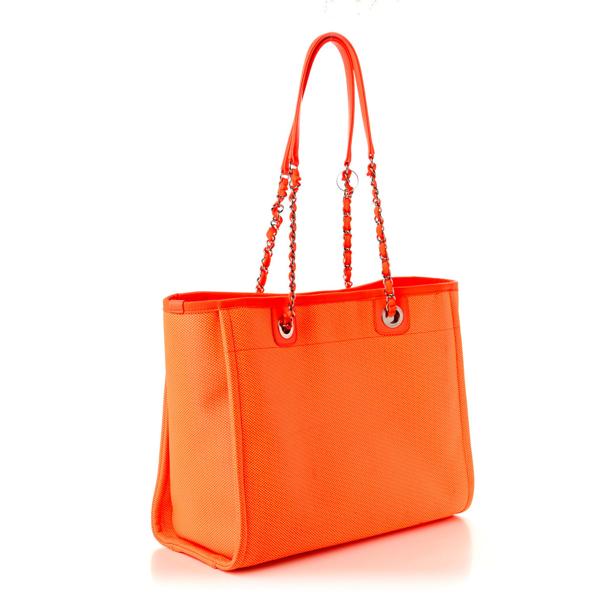 Mixed Fibers Calfskin Small Deauville Tote Orange Yellow