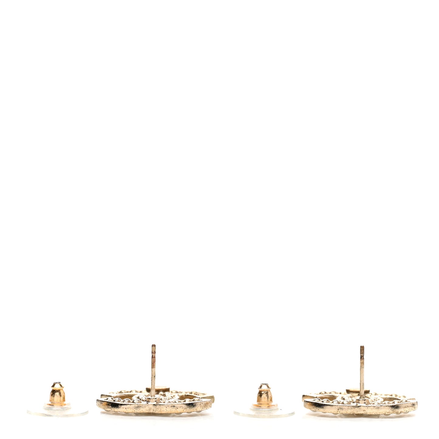 Metal Pearl CC Earrings Gold