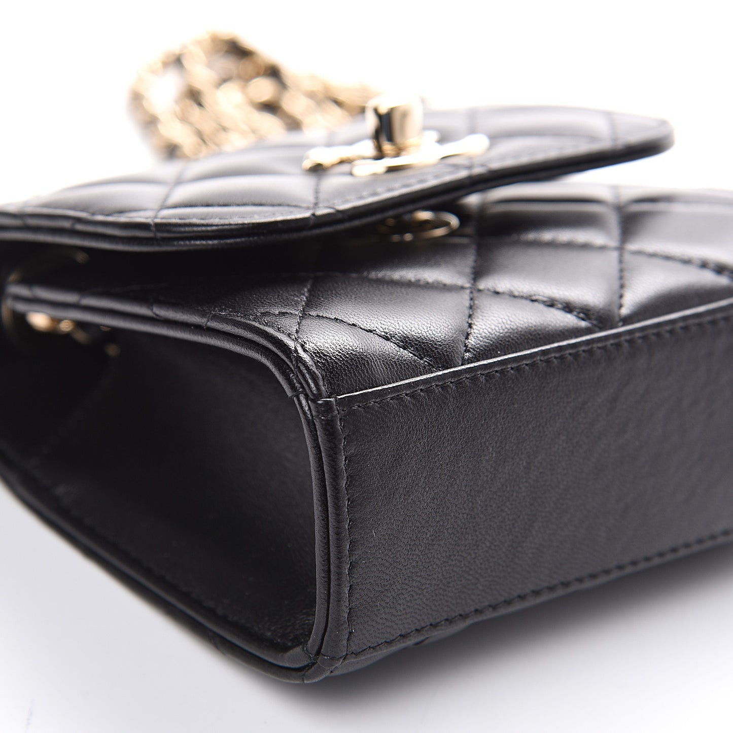 Lambskin Quilted Mini Trendy CC Chain Wallet Black