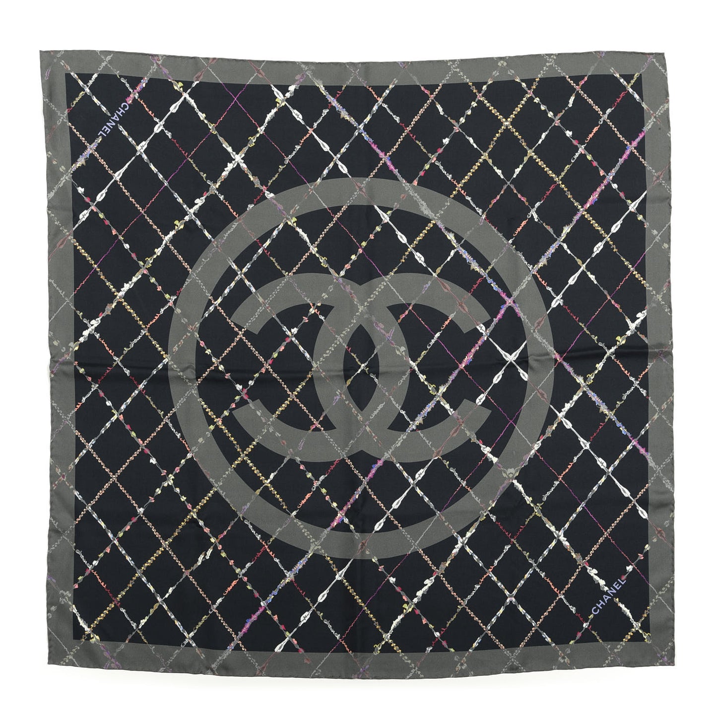 Silk CC Square Scarf Black