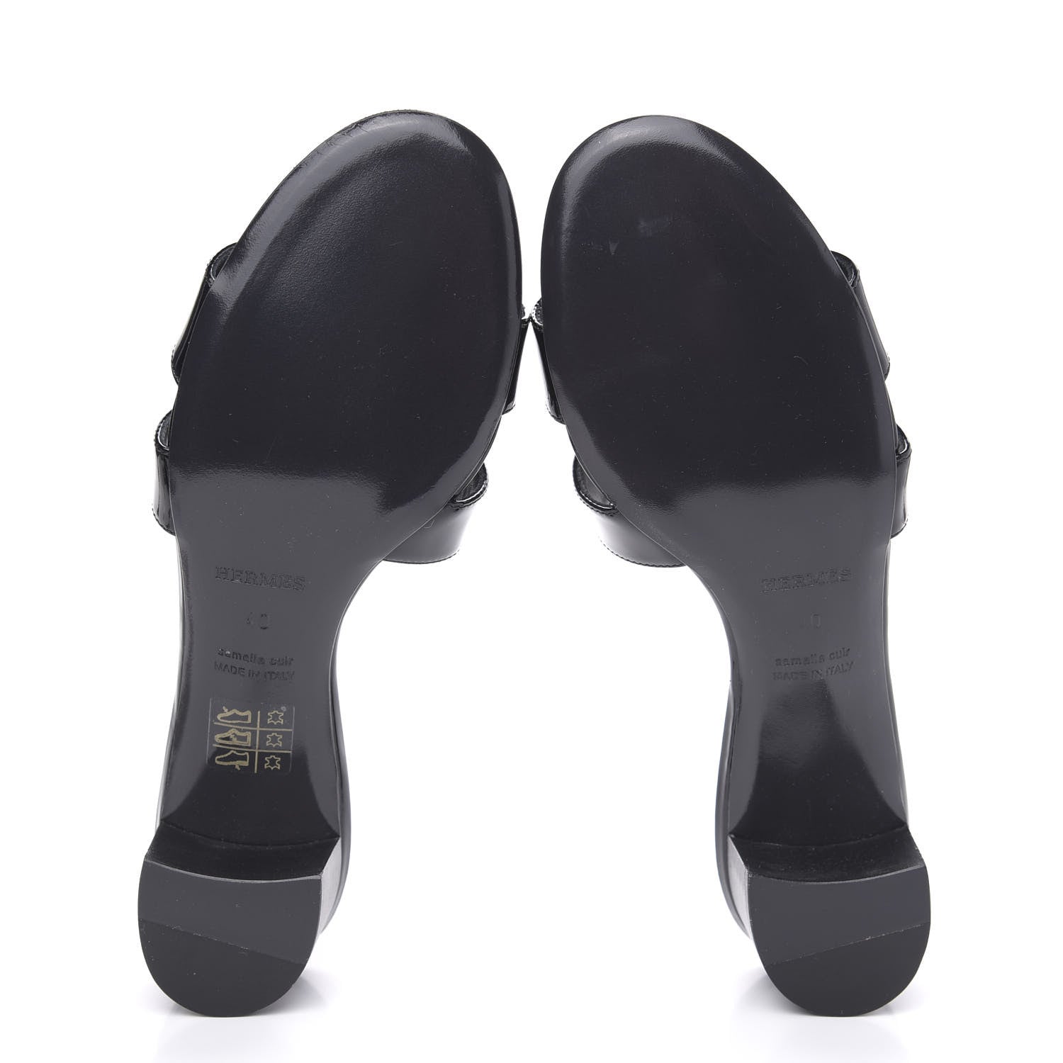 Hermes Patent Oasis Sandals 40 Black 5 of 8