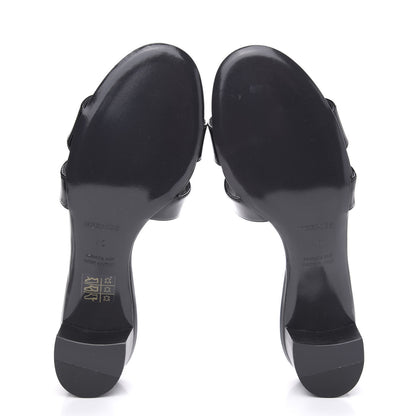Hermes Patent Oasis Sandals 40 Black 5 of 8