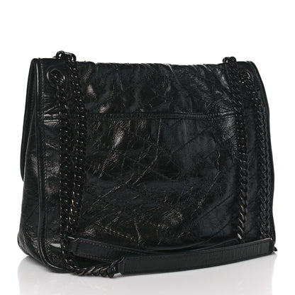 Saint Laurent Crinkled Calfskin Matelasse Monogram Medium Niki Chain Satchel Black 3 of 10