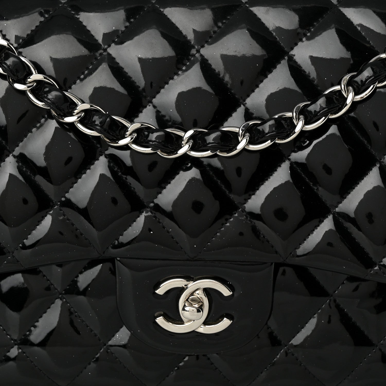 Chanel Patent Quilted Jumbo Double Flap Black 8 of 15