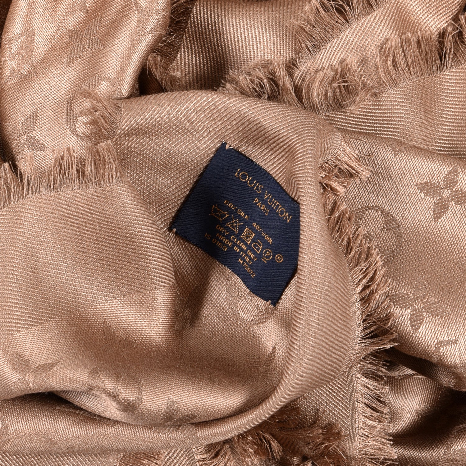 Louis Vuitton Silk Wool Monogram Shawl Cappuccino 3 of 3