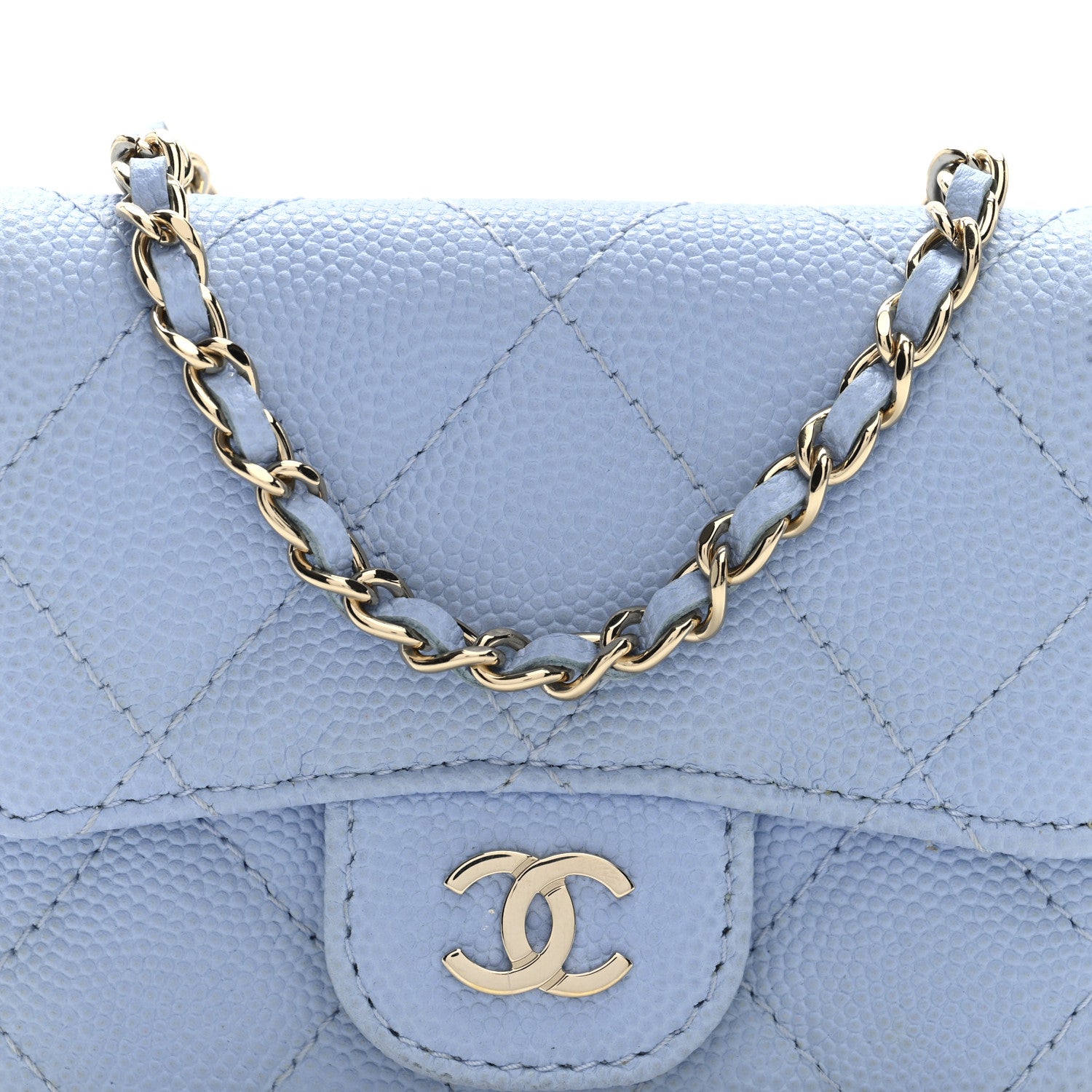 Chanel Caviar Quilted Mini Chain Belt Bag Light Blue 8 of 10