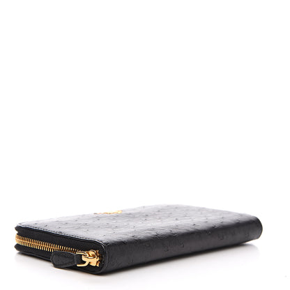 Prada Ostrich Zip Around Wallet Black 3 of 8