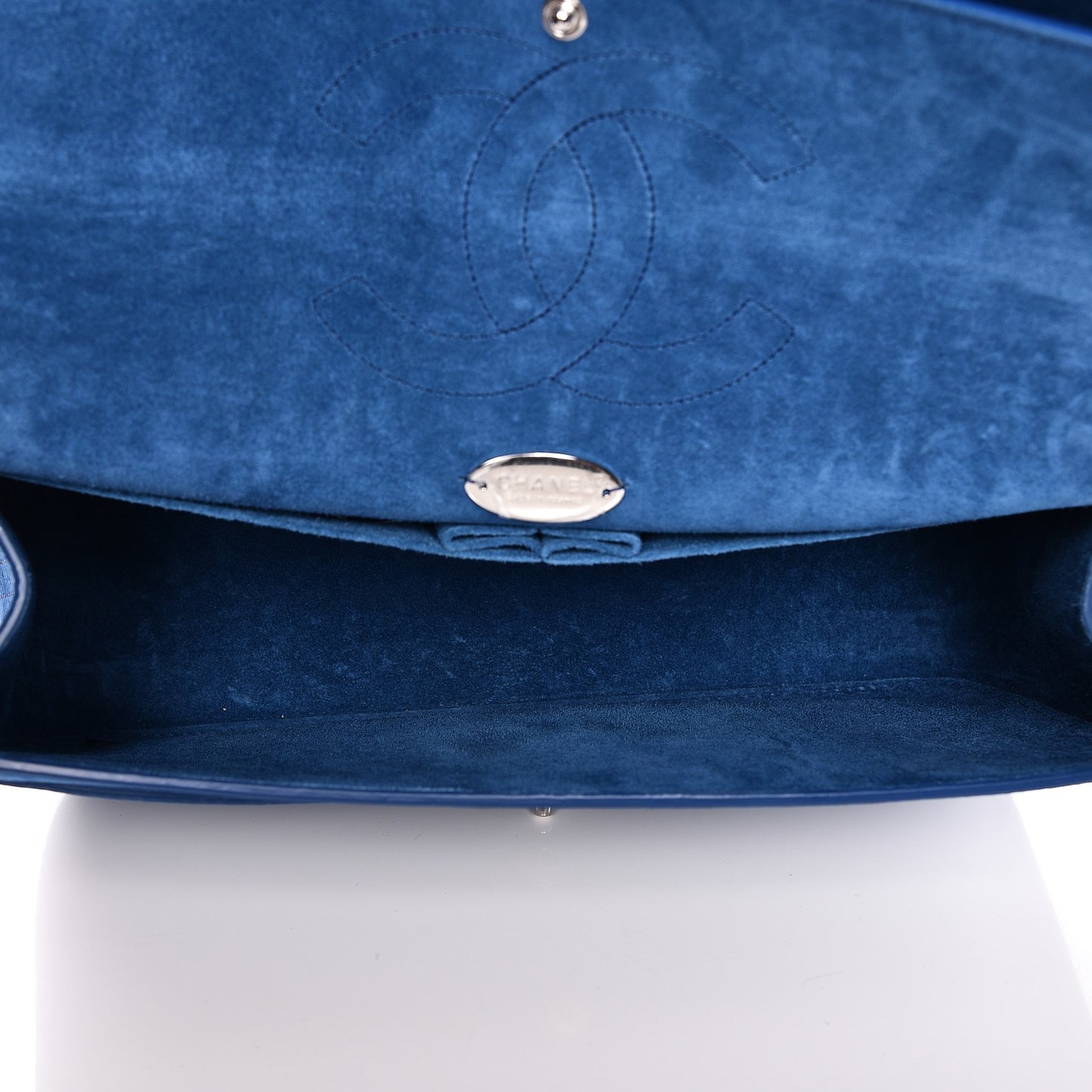 Nubuck Quilted Jumbo Double Flap Blue