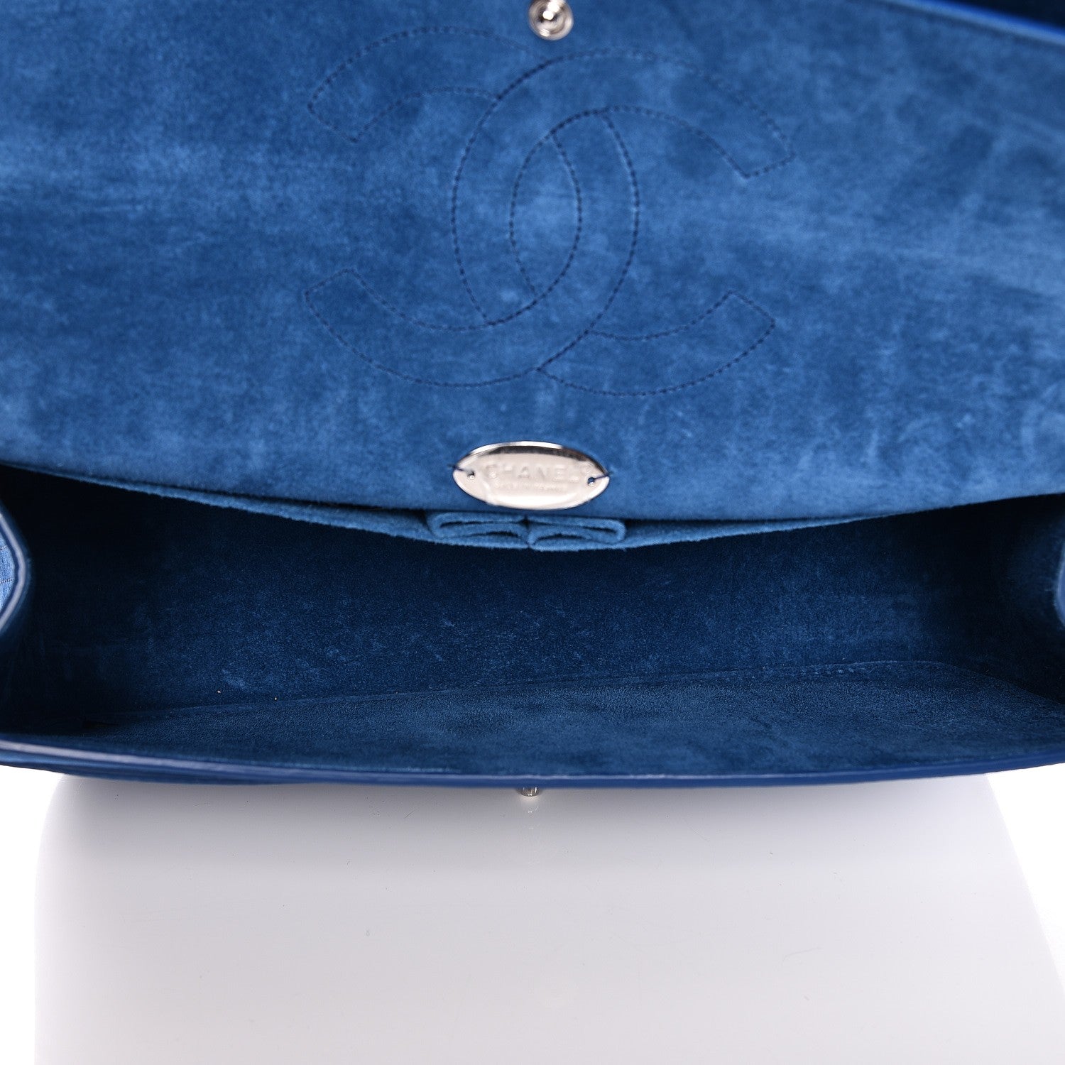 Chanel Nubuck Quilted Jumbo Double Flap Blue 6 of 8