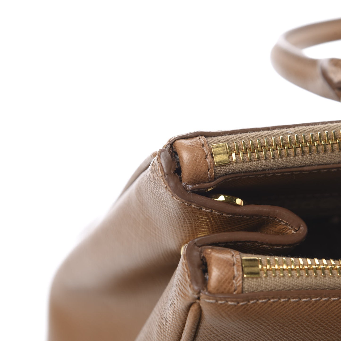 Saffiano Small Galleria Double Zip Tote Caramel