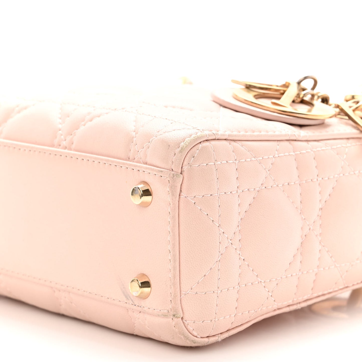 Lambskin Cannage Mini Lady Dior Rose Poudre