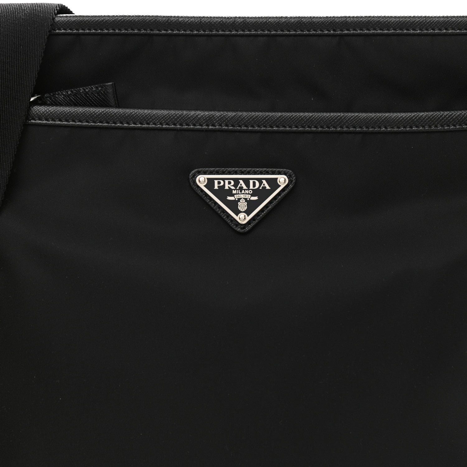 Prada Tessuto Nylon Saffiano Flat Messenger Bag Black 8 of 10