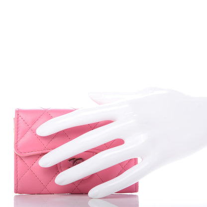 Chanel Lambskin Quilted Flap Card Holder Wallet Pink Yellow 2 of 10