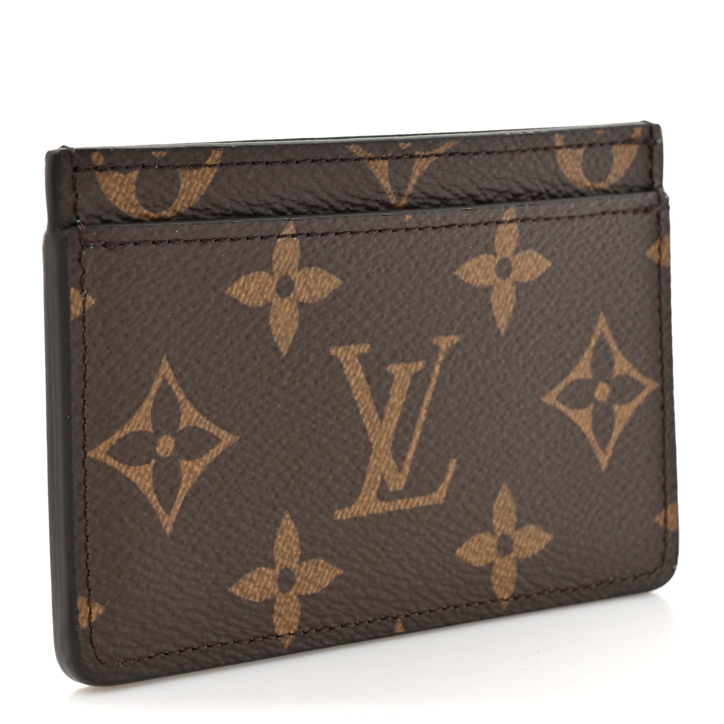 Monogram Calfskin Simple Card Holder Blue Green