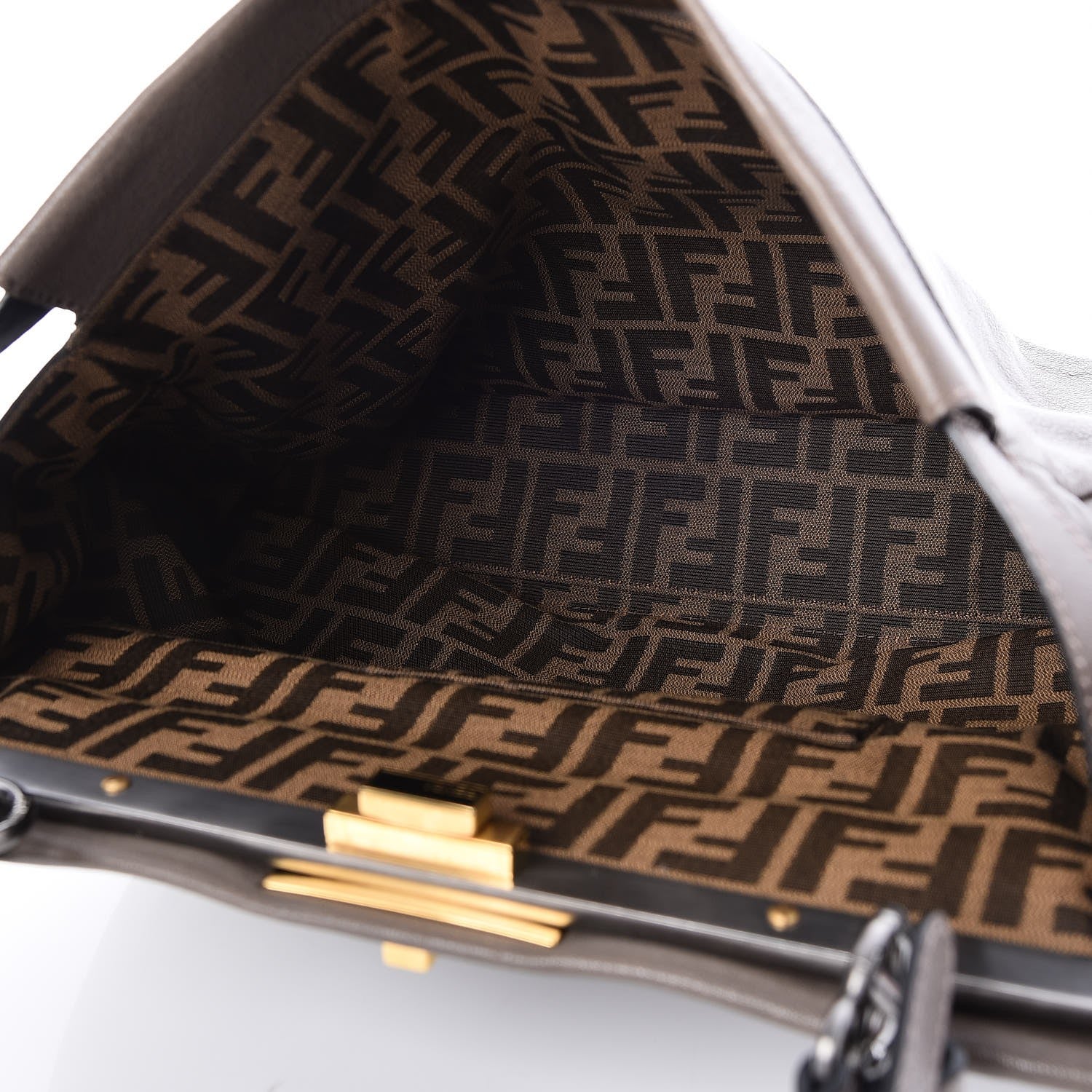 Fendi Goatskin Zucca Large Peekaboo Iconic Satchel Taupe Tobacco Moro 5 of 10