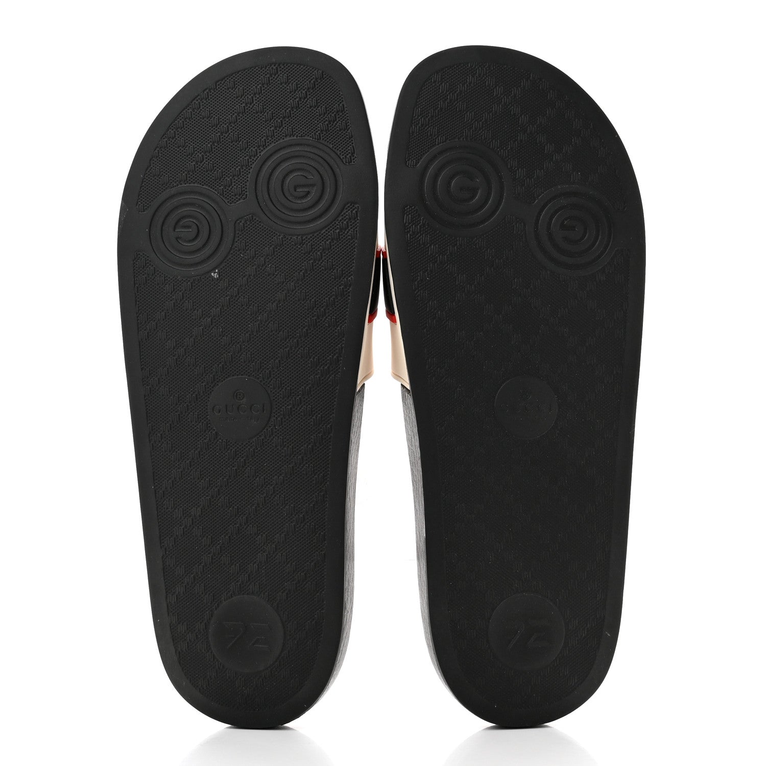 Gucci Rubber Stripe Womens Pool Slide Sandals 40 Ecru Poppy Black 5 of 8