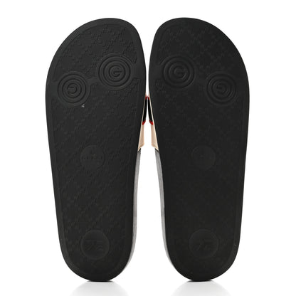 Gucci Rubber Stripe Womens Pool Slide Sandals 40 Ecru Poppy Black 5 of 8