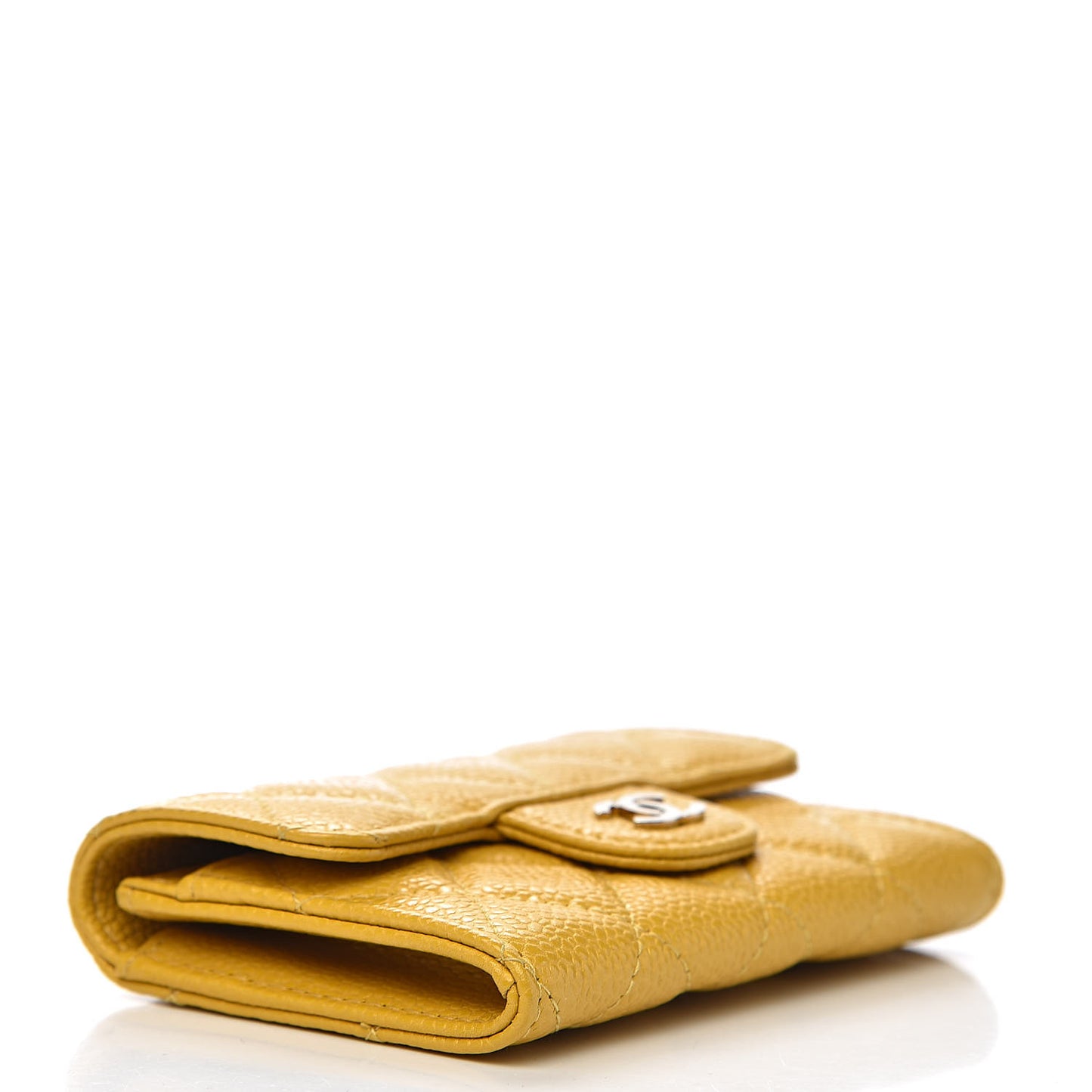 Caviar Quilted Flap Card Holder Yellow