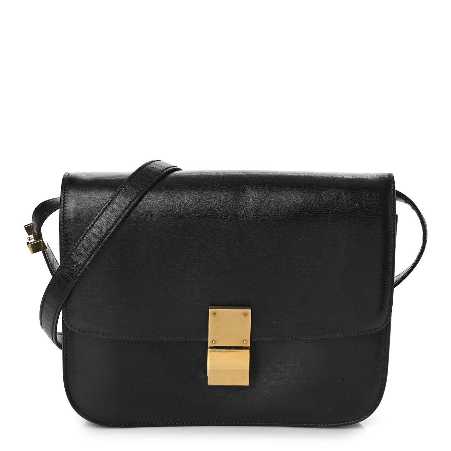 Box Calfskin Medium Classic Box Flap Bag Black