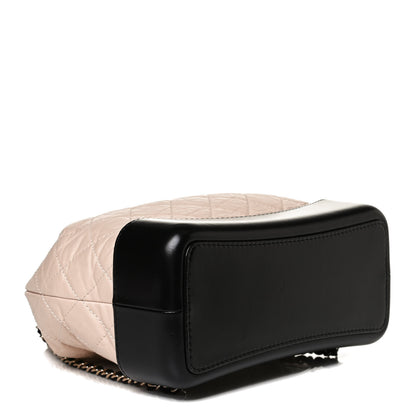 Chanel Aged Calfskin Quilted Gabrielle Backpack Beige Black 4 of 15