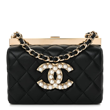 Chanel Lambskin Quilted Pearl CC Vanity Case Black 1 of 10