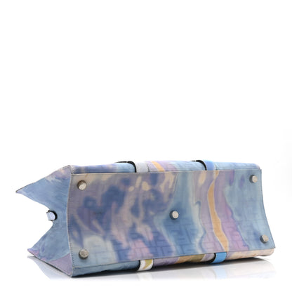 Fendi Fabric Jacquard FF Tie Dye Sunset Large Shopping Tote Light Blue Black 4 of 11
