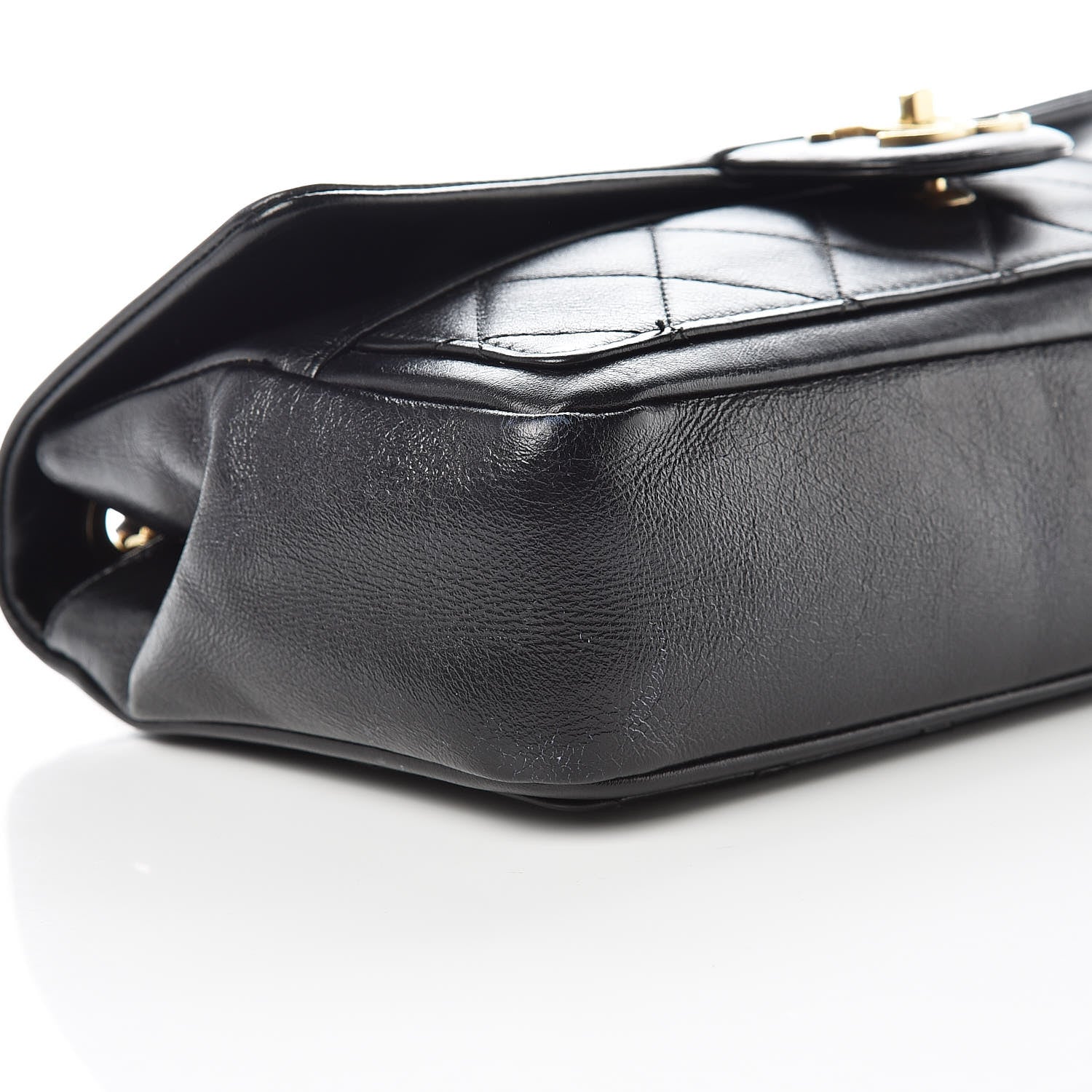 Chanel Calfskin Quilted Medium Graphic Flap Bag Black 6 of 10