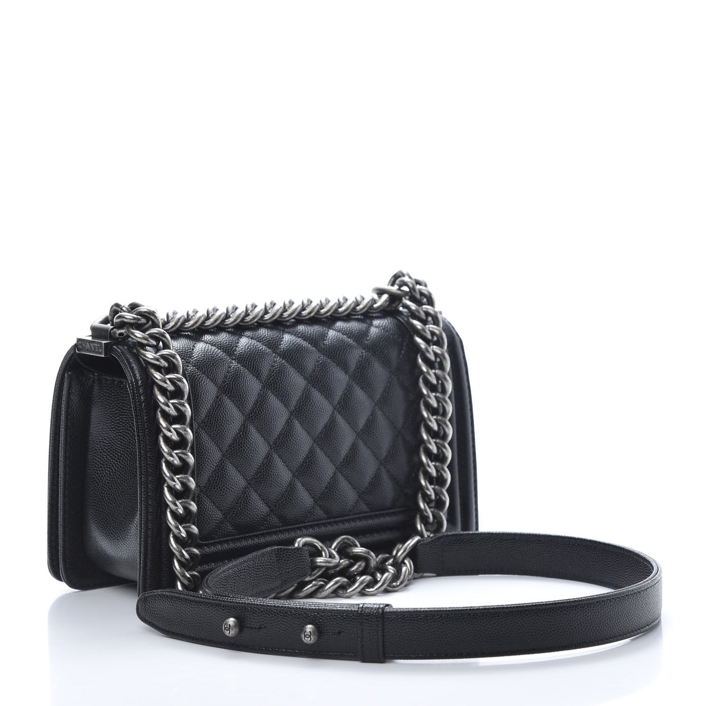 Caviar Quilted Small Boy Flap Black