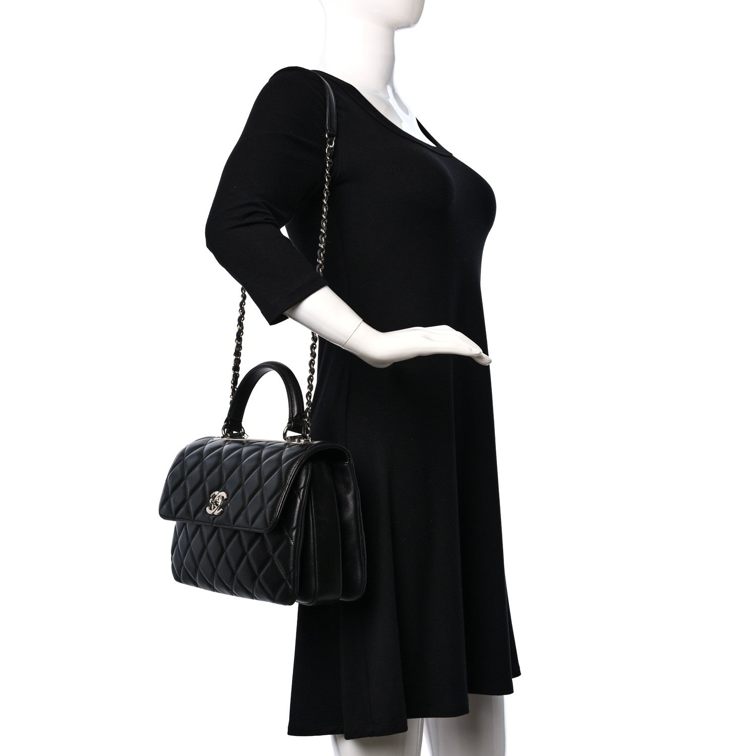 Chanel Lambskin Quilted Medium Trendy CC Flap Dual Handle Bag Black 2 of 10